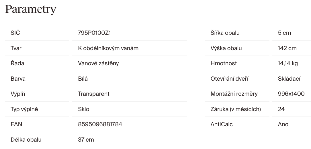 ravak-vs3-100x140-parametry